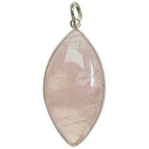 Pendentif ovale en quartz rose